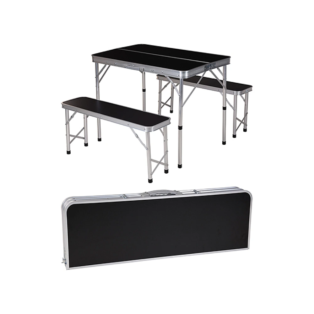 Masa plianta + 2 scaune, valiza 90X60X70cm, aluminiu/lemn