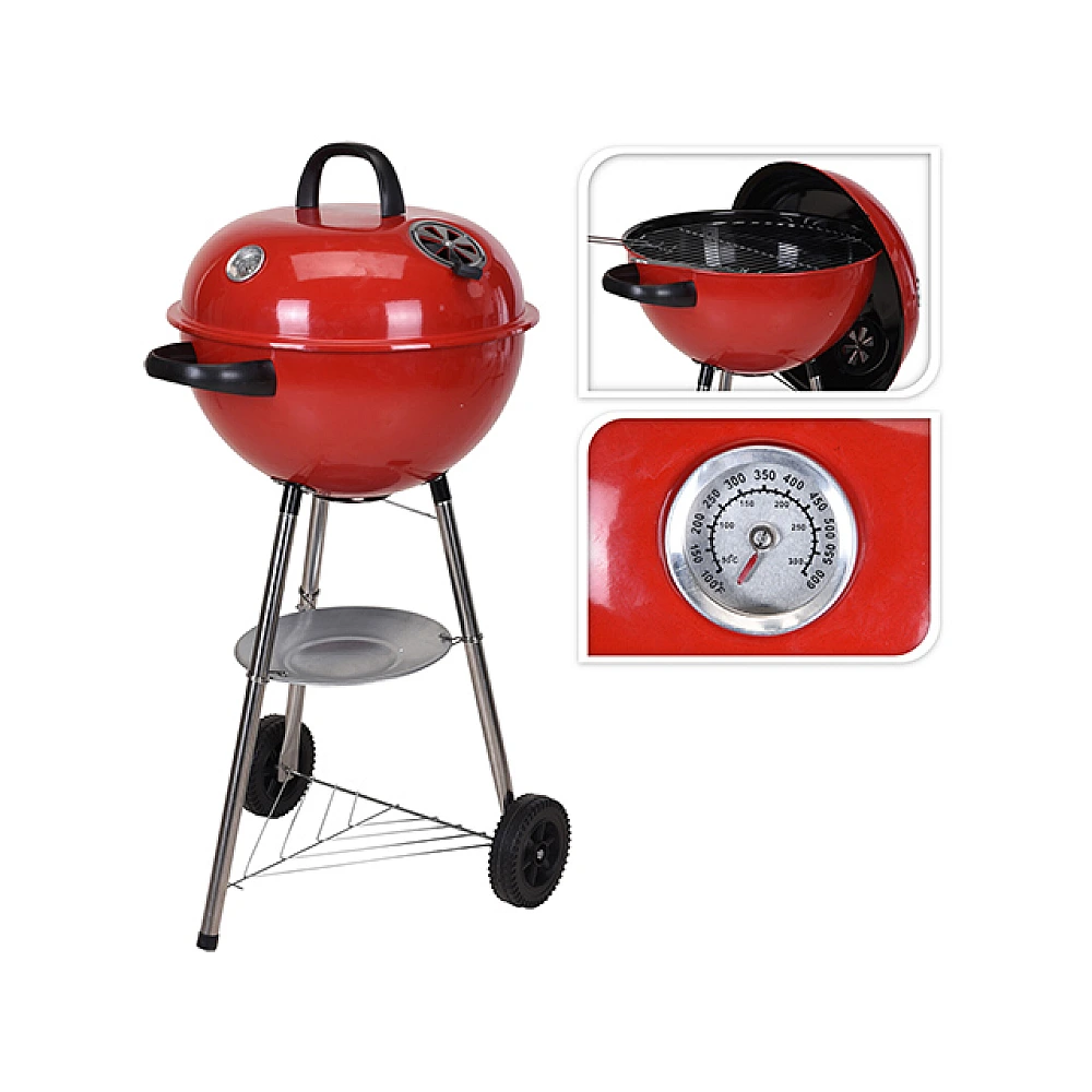 Gratar rotund cu picioare BBQ D47cm, H90cm, termometru