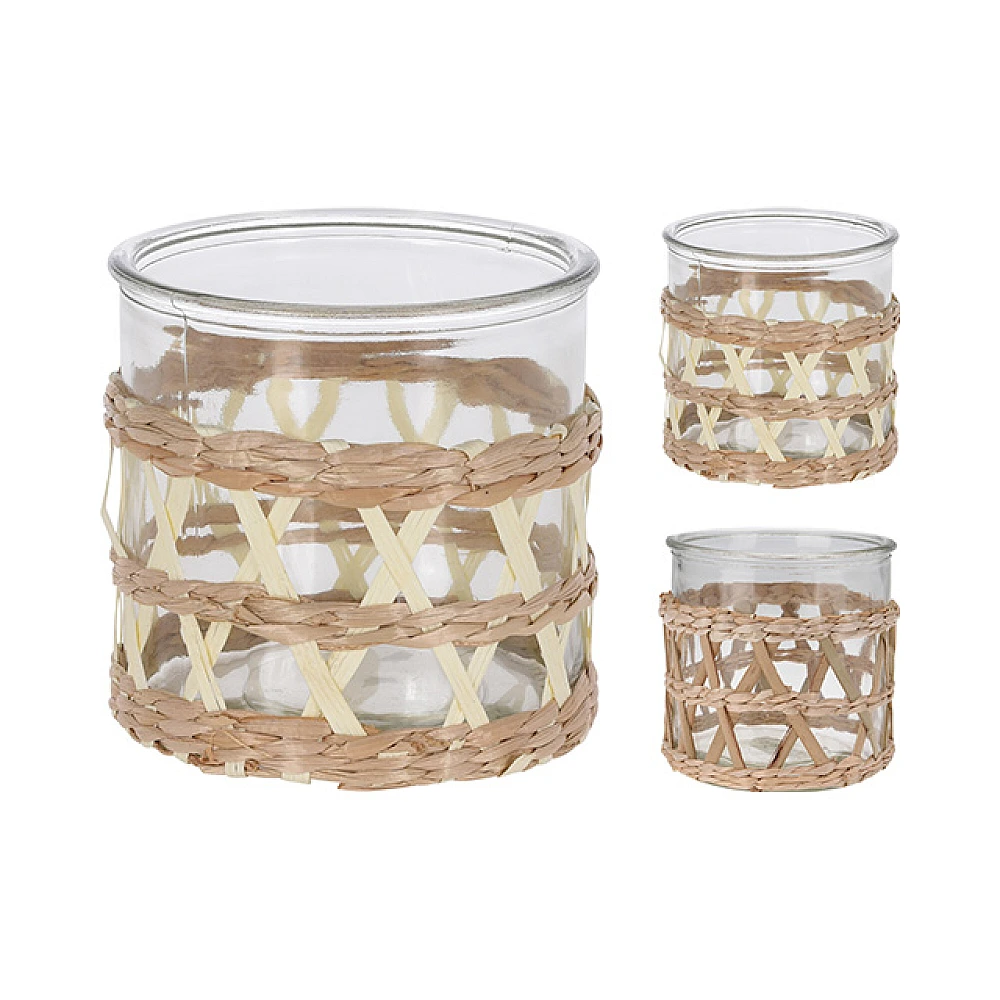 Sfesnic din sticla cu impletitura de salcie D12X12cm