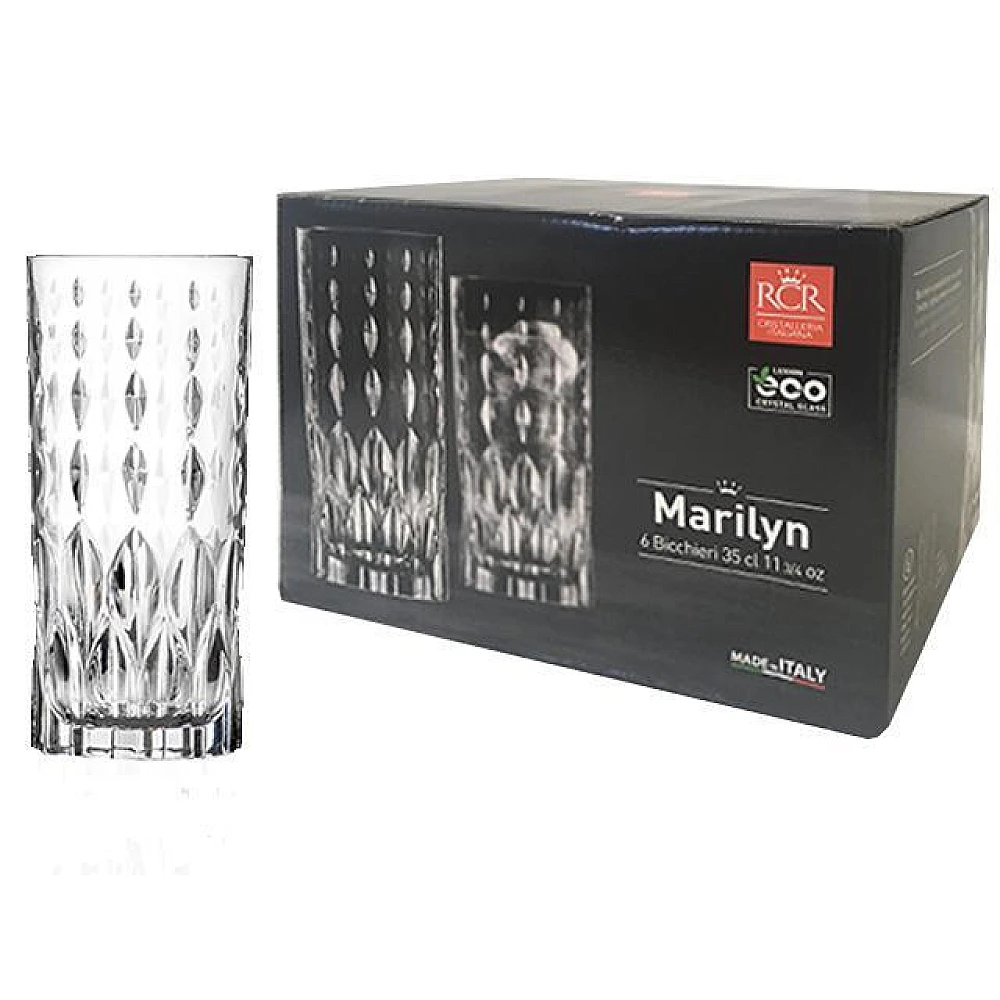 Set 6 pahare tip tumbler Marilyn 350ml, inalte, cristal