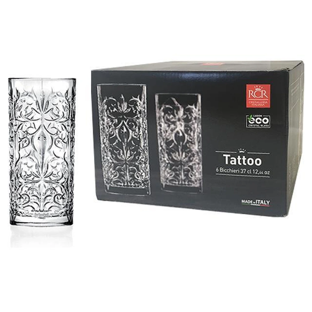 Set 6 pahare tip Tumbler Tattoo 370ml, inalte, cristal