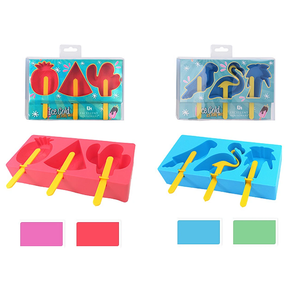 Forma silicon pentru inghetata pe bat EH 19X8X4cm Summer, 3 designuri