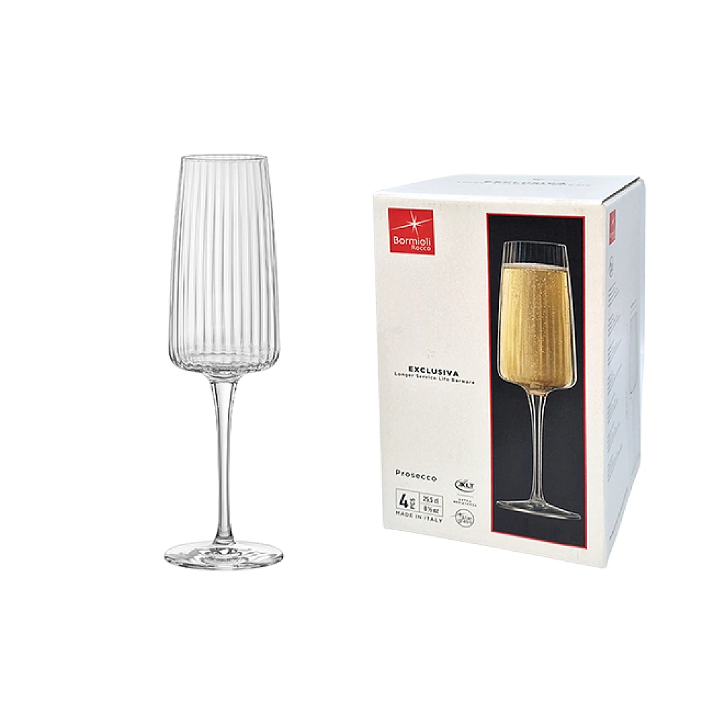 Set 4 pocale pentru sampanie Bormioli Rocco Exclusiva 255 ml