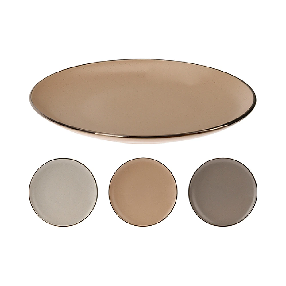 Farfurie de servire 26cm Metallic Rim, ceramică, cu bordura