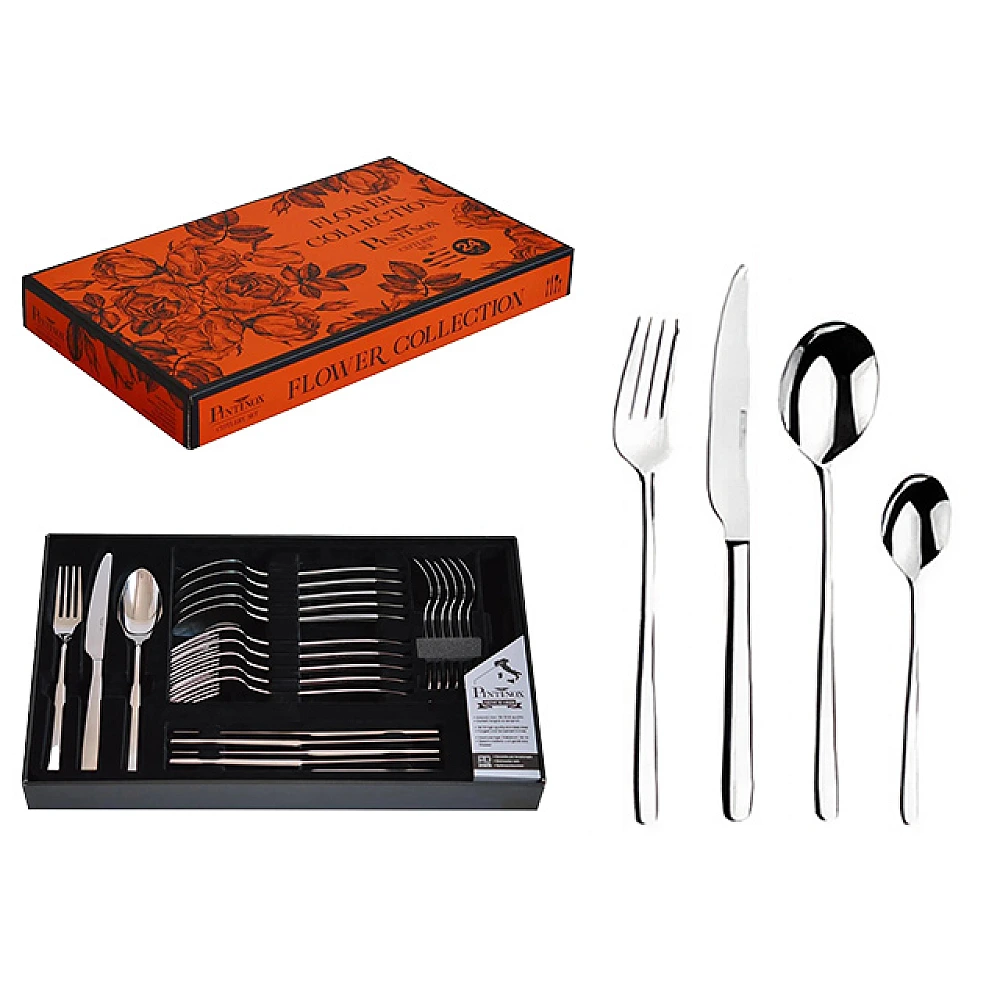 Set de tacamuri Pinti Iris 24buc, inox 18/10, gift box