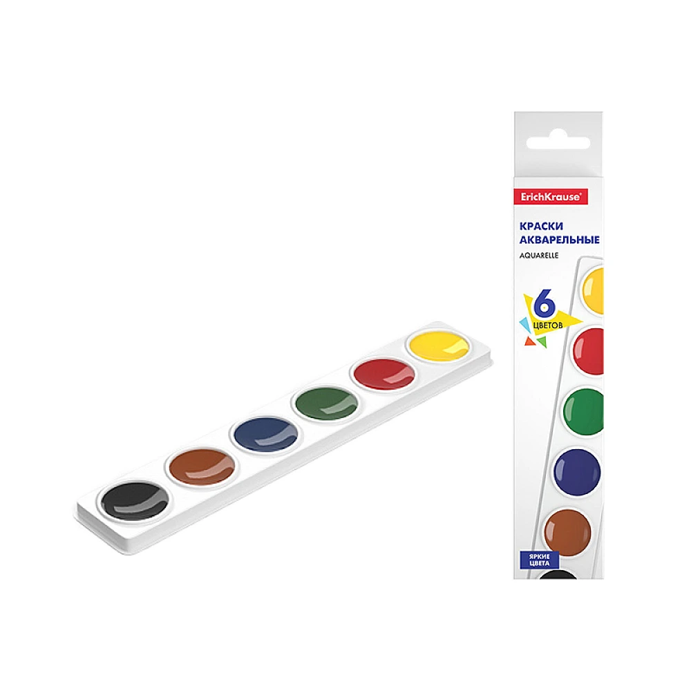 Acuarela ErichKrause 6 culori, cutie plastic