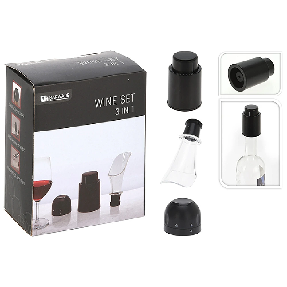 Set pentru somelier EH 3buc: 2 dopuri, palnie