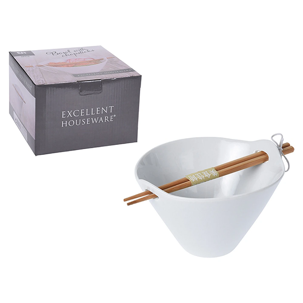 Set pentru aperitiv EH 2buc: bol D17cm si betisoare chinezesti, portelan