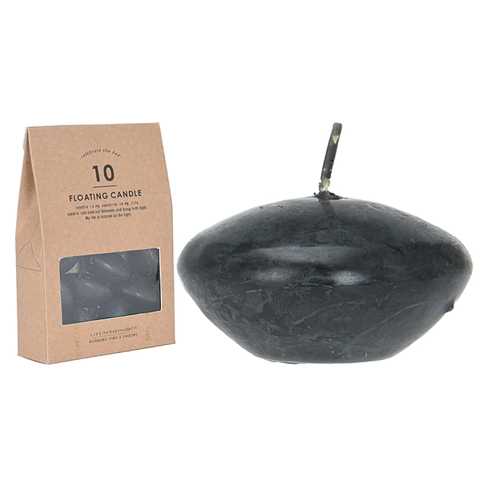 Set lumanari plutitoare 10buc, 4X2.5cm negru