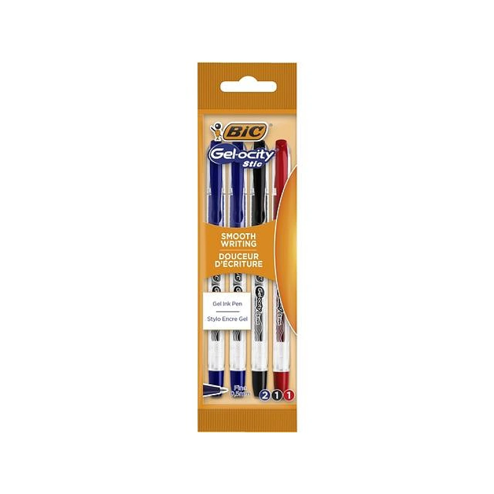 Set pixuri gel BIC Gel-osity Stil 4buc (2albastre, 1rosu, 1negru)