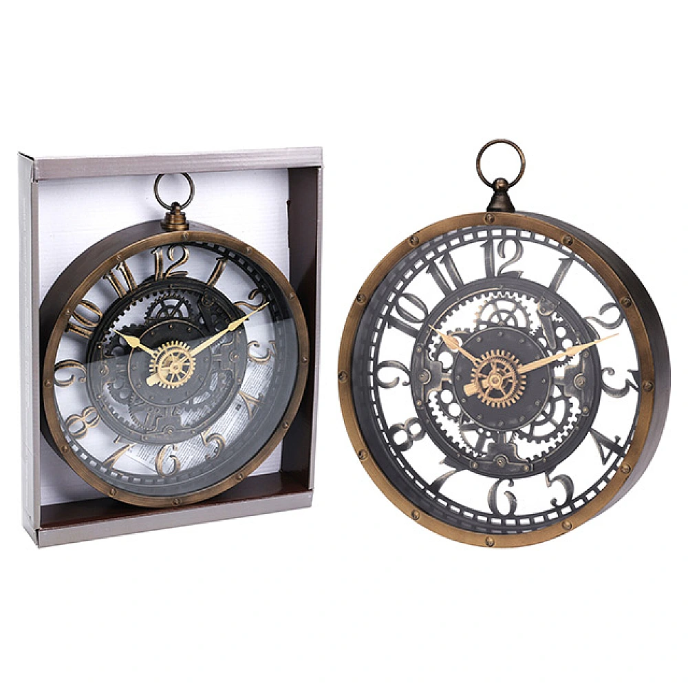 Ceas de perete rotund D26.5cm, mecanism transparent
