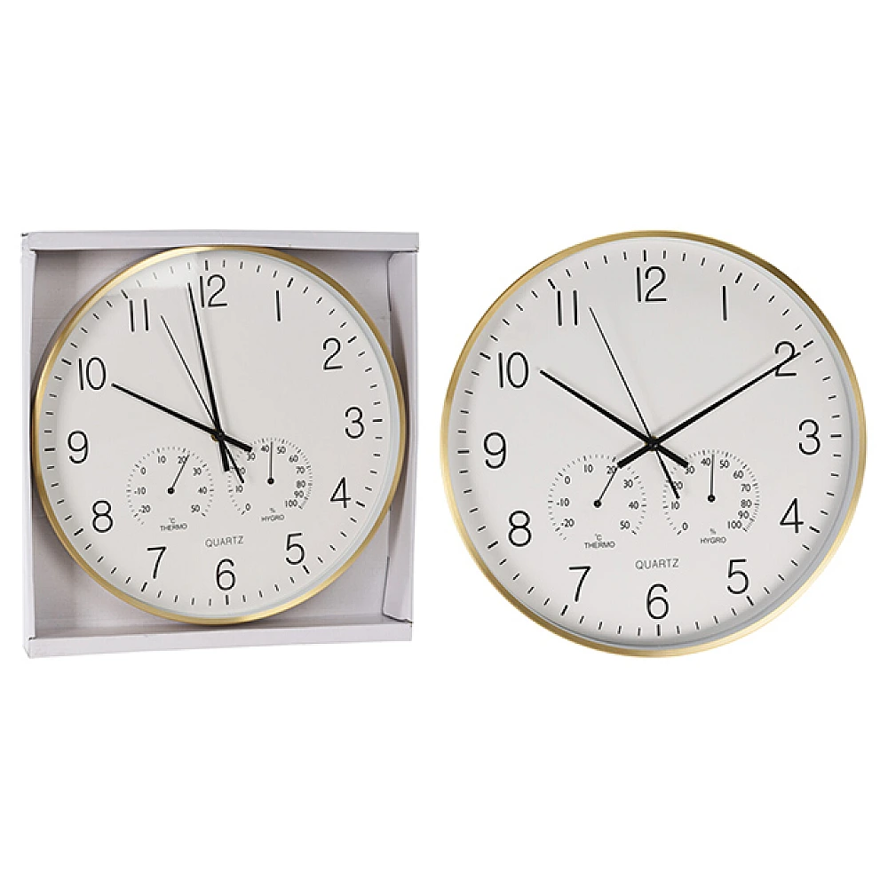 Ceas de perete rotund cu stație meteo, 38cm