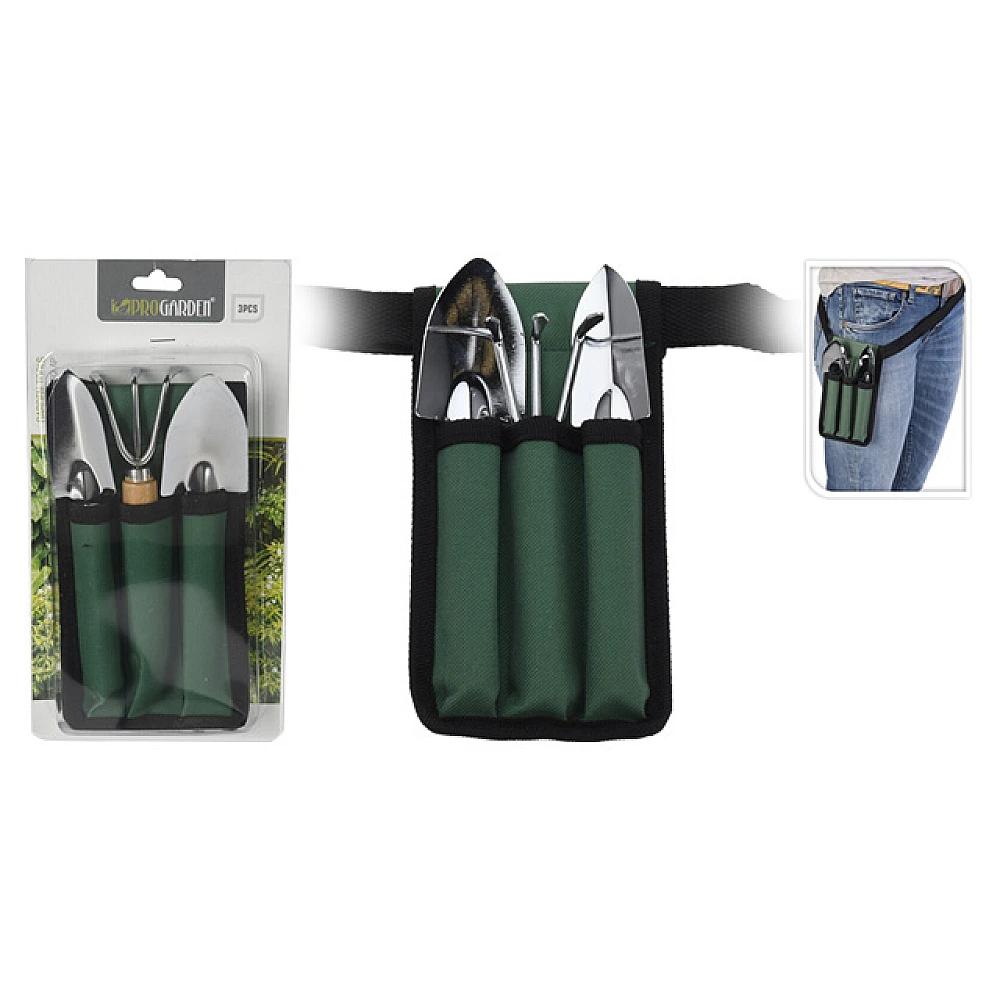 Set mini-instrumente de gradina 3buc 20cm, centura, husa