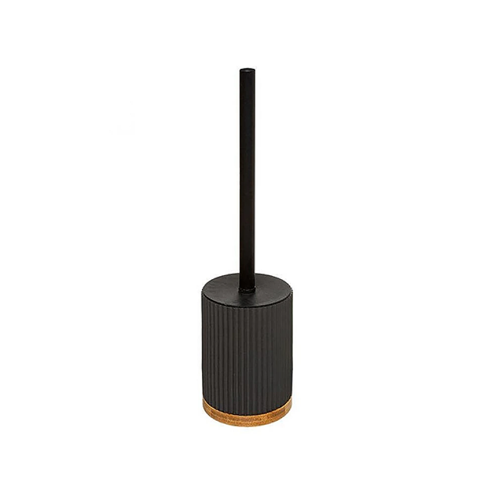 Perie WC cu suport Five Modern, baza din bambus, neagra, din polirasina