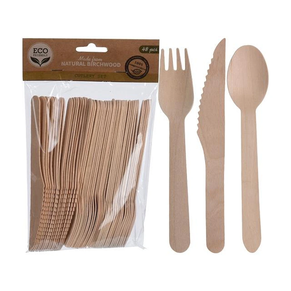 Set de tacâmuri Eco 48buc 16.5cm. din lemn
