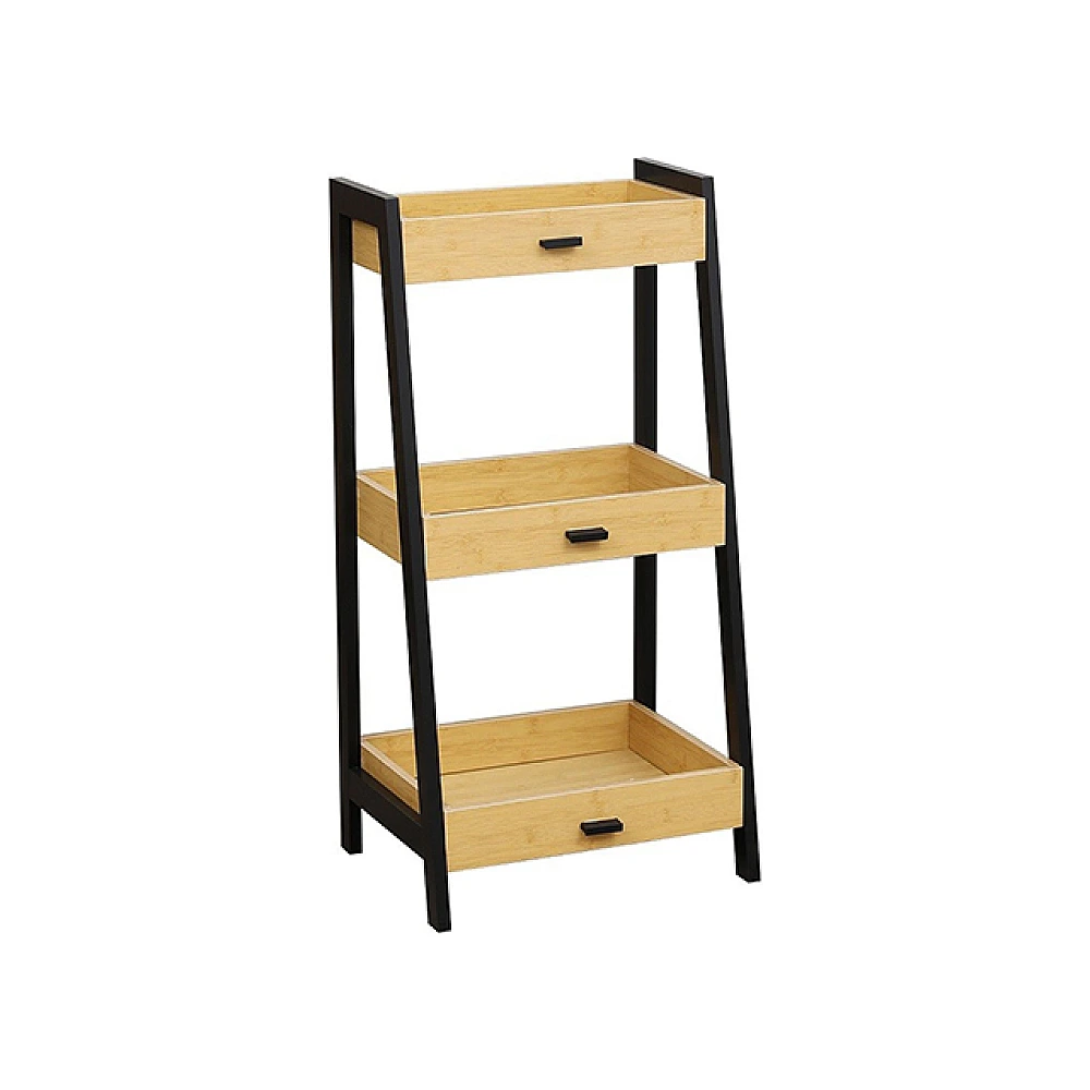 Etajera cu 3 nivele Tendance MDF/bambus, baza metalica