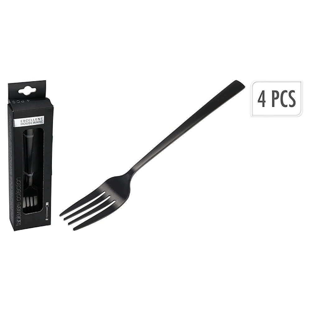 Set furculite de desert EH 4buc, negre, inox