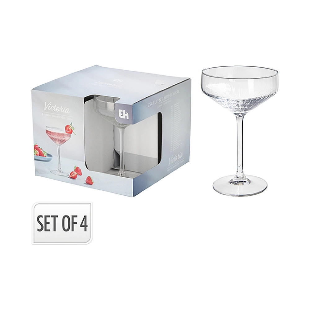 Set pocale pentru martini EH Victoria 4buc, 300 ml, 16 cm