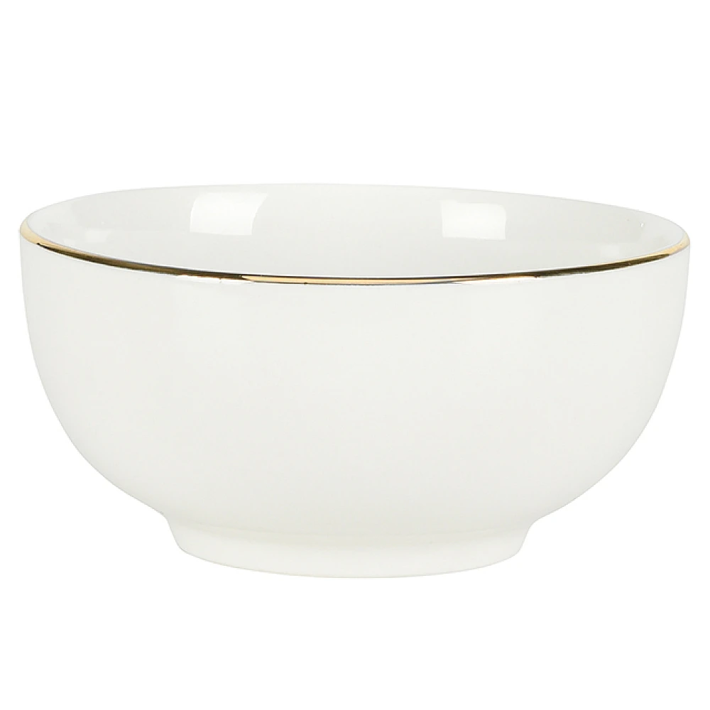 Bol din portelan 10X5 cm Golden Rim, alb