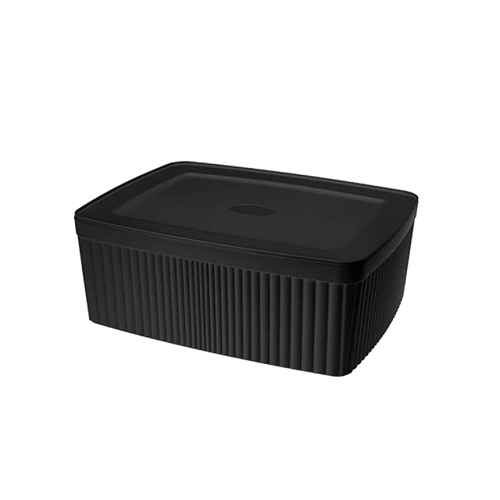 Cutie de depozitare Econova Velvet 6.55l, 29.5X22.5X11 cm, cu capac, negru