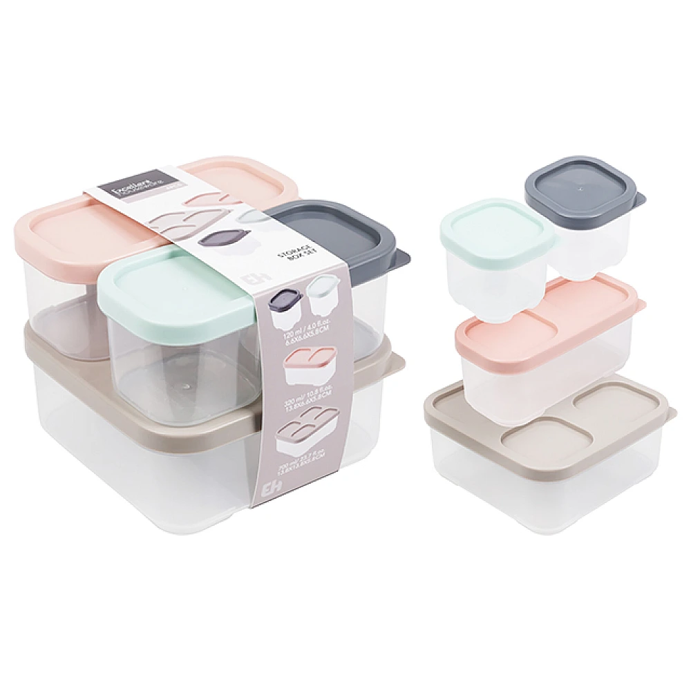 Set recipiente pentru depozitarea obiectelor mici EH, 4 buc (2X120 / 1X320 / 1X700) ml