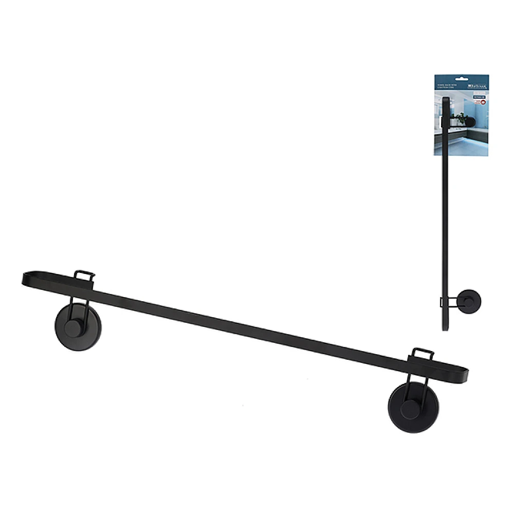 Suport pentru prosoape de perete Bathroom 60X8.5X10 cm, negru, metal