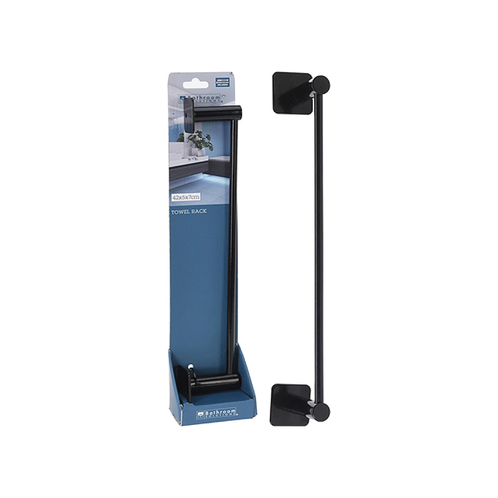 Suport pentru prosoape cu ventuze Bathroom 42X5X7 cm, negru, metal