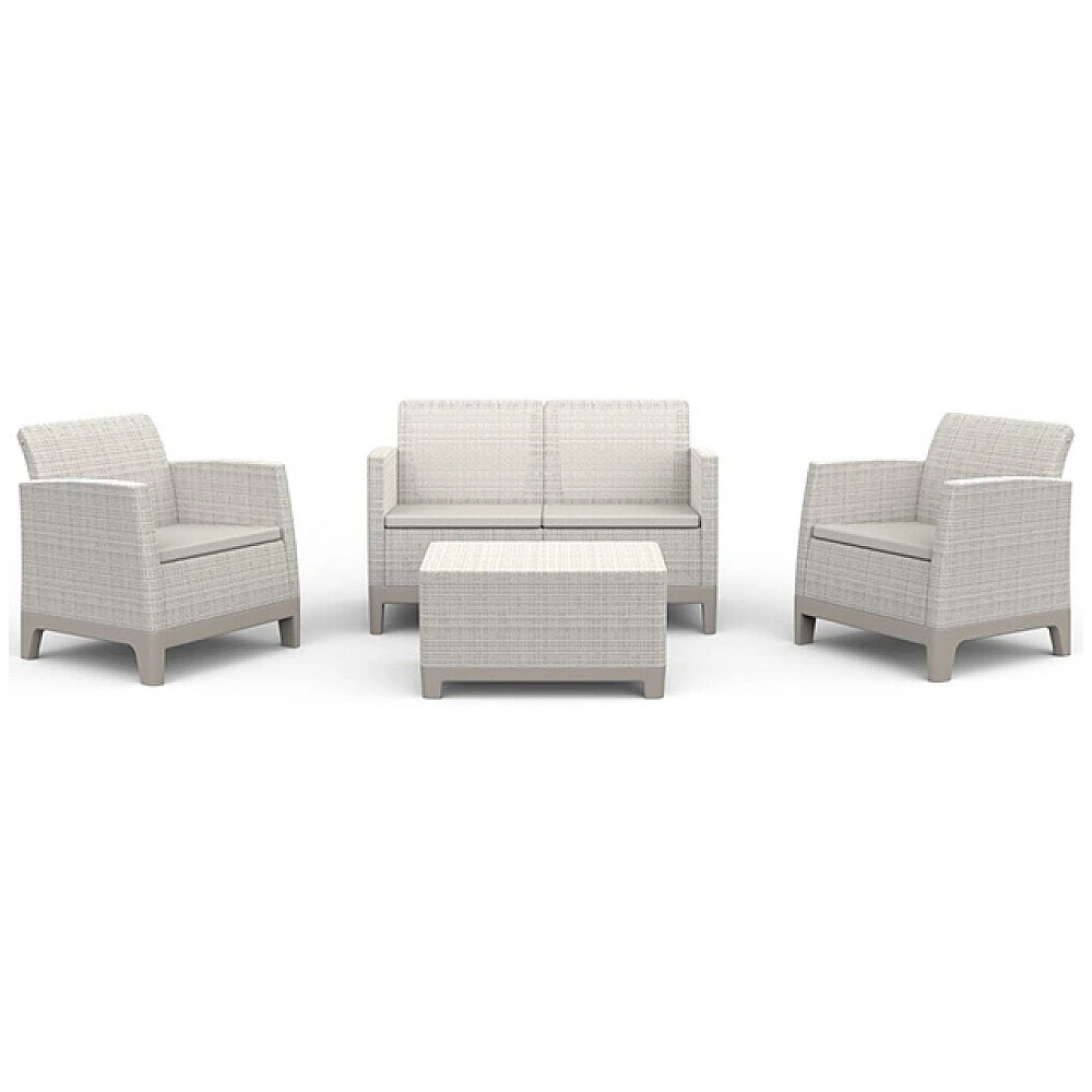 Set mobilier Scandi Forma 4 unitati: masa 51.6X74.7X40 cm,2 fotoli 70.4X73X77.5 cm, canapea, gri/soft bej