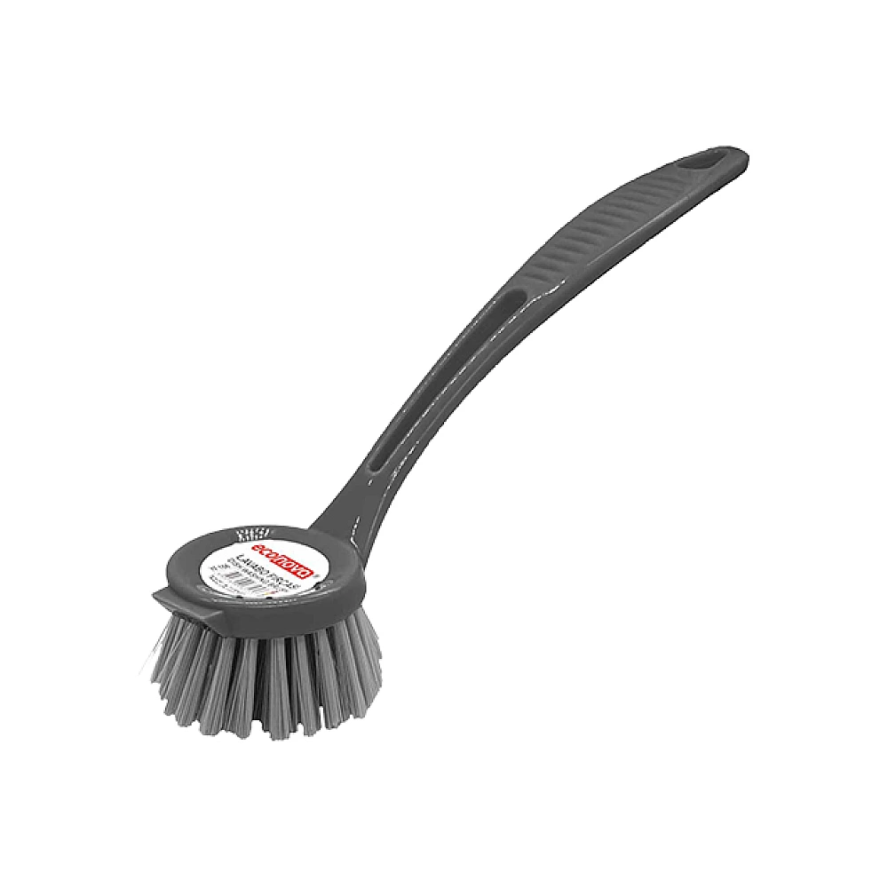 Perie de spalat vesela rotunda Econova, maner lung, gri