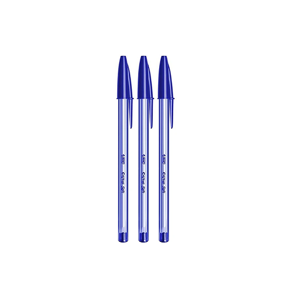 Pix cu bilă Bic Cristal Soft 3buc, albastru