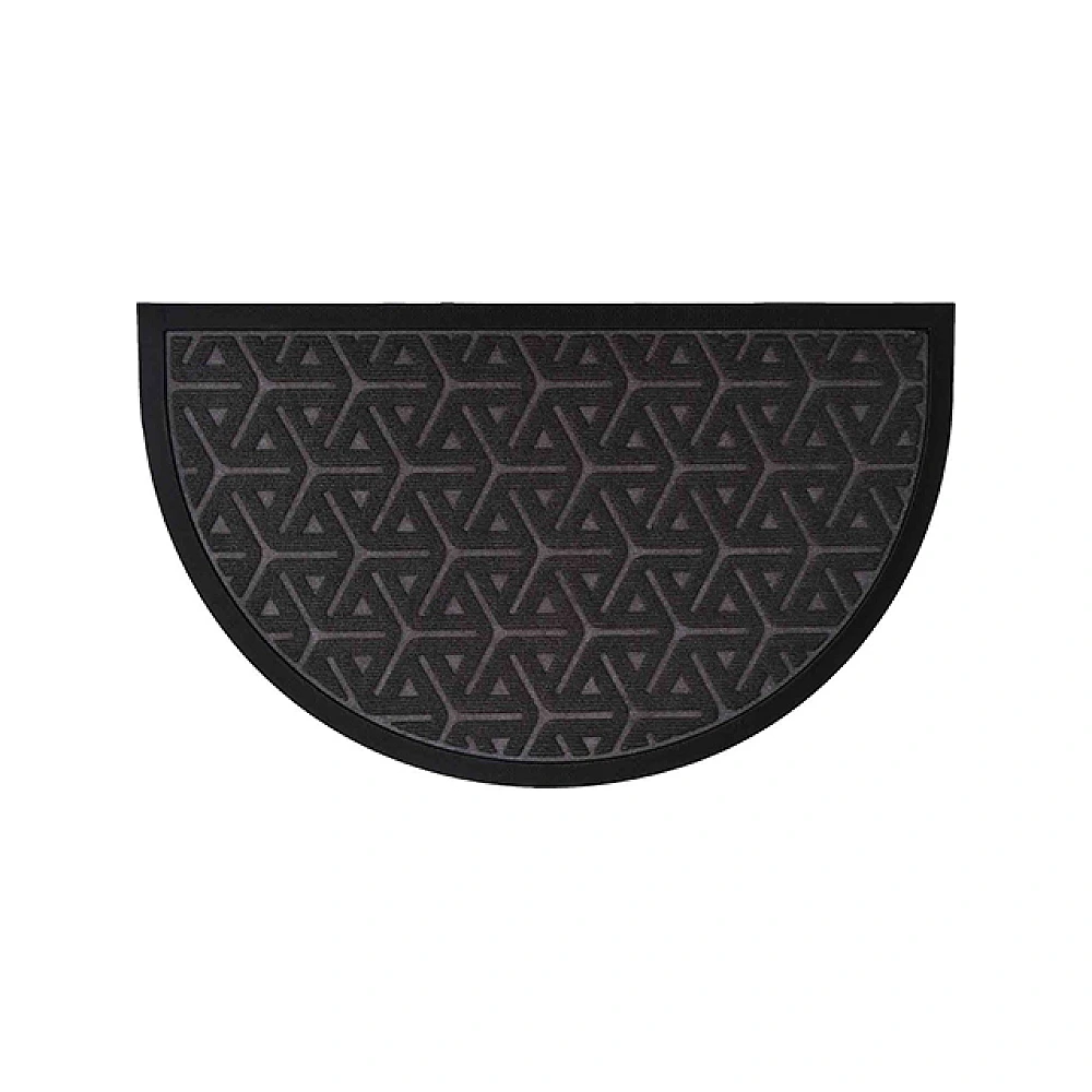 Covoras pentru antreu semicerc 45X75cm Luance Wilson gri inchis, Poliester/Cauciuc