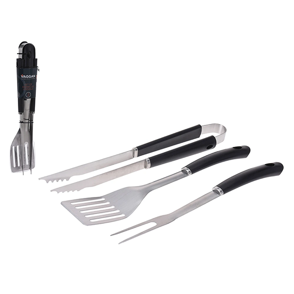 Instrumente pentru gratar 3 buc (spatula, furculita, cleste)