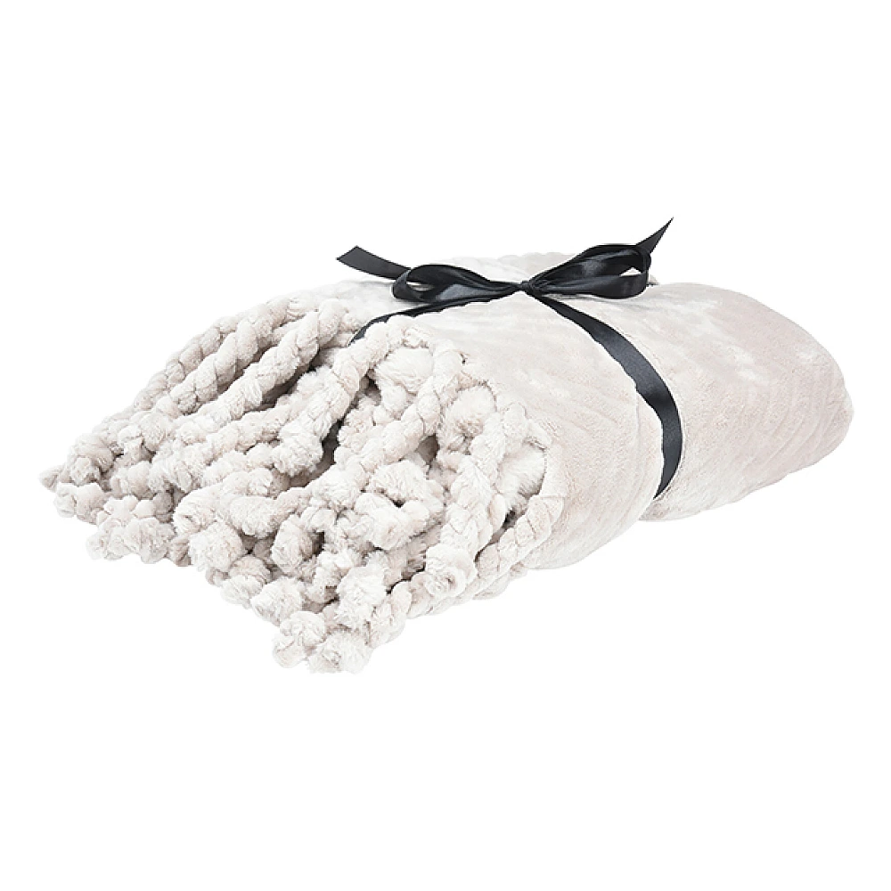 Patura 130X160cm cu ciucuri, poliester, gri
