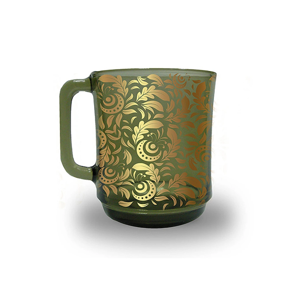 Cana din sticla 310ml GI Verso, design hohloma