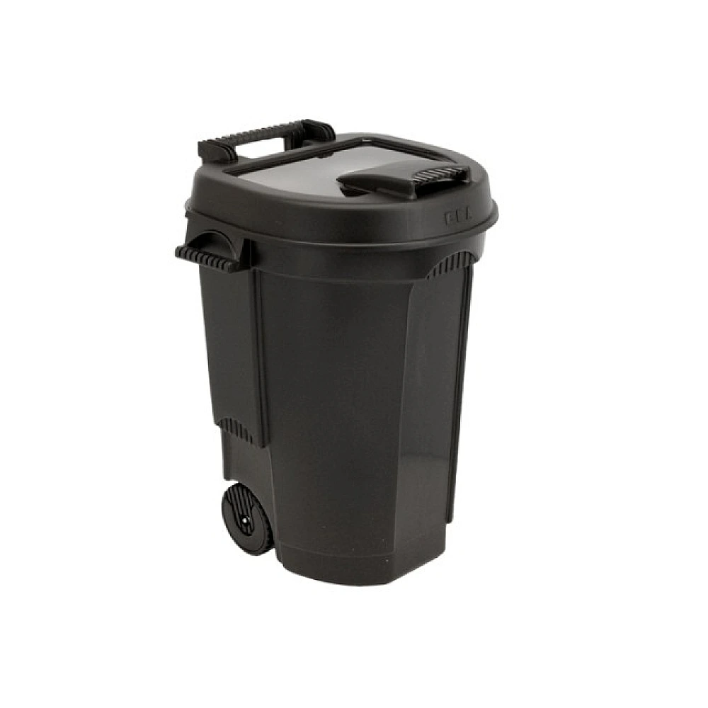 Container pentru gunoi pe rotile 110l, plastic, negru
