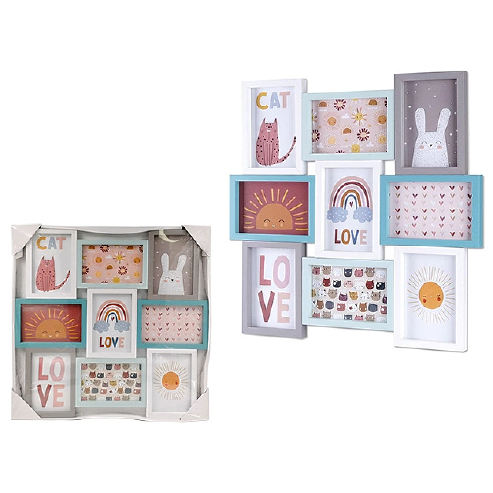 Rama foto-colaj 9 foto(10X15cm) 46X46X2cm, material MDF