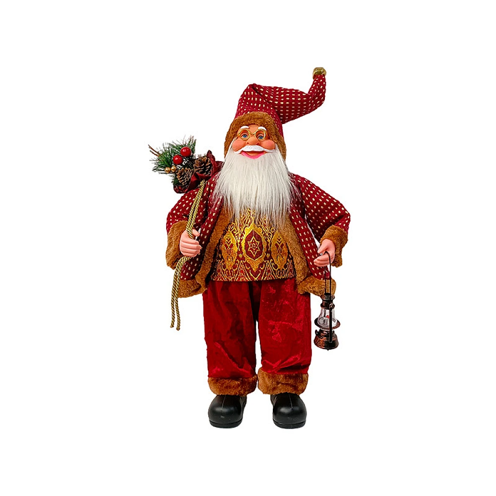 Mos Craciun 60 cm Red&Gold cu cadouri si felinar