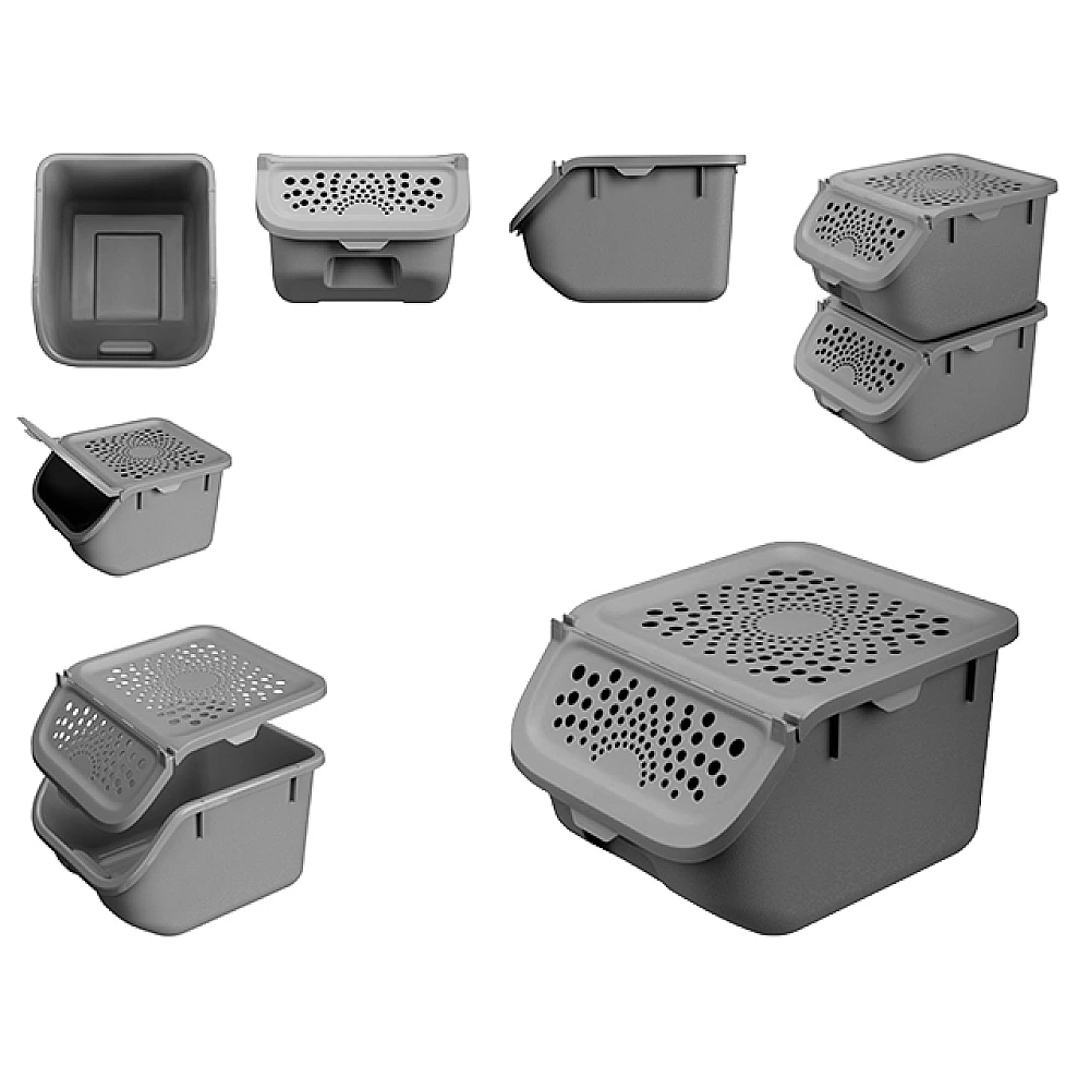 Cutie pentru pastrarea legumelor Phibo 7.8l, 28X24X17.5cm, gri