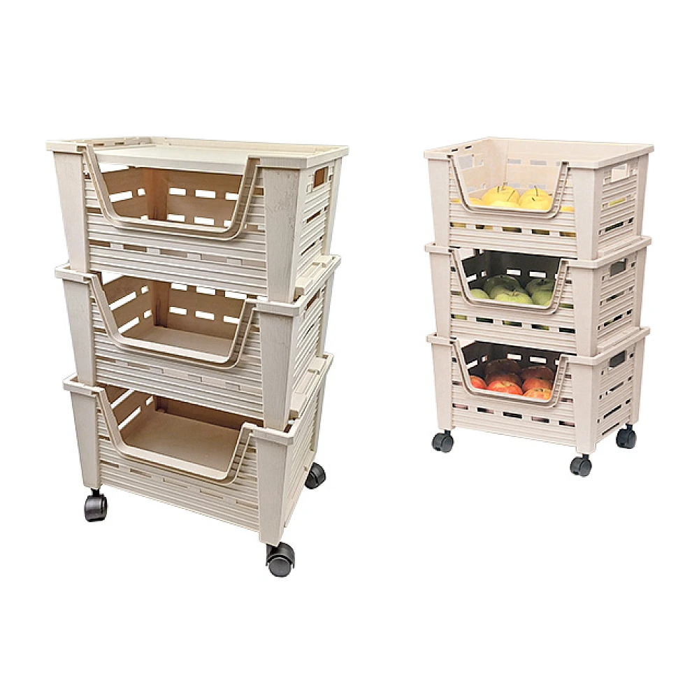 Etajeră cu 3 cosuri Eva 38.2X28.2X63cm, pe roti cu raft superior