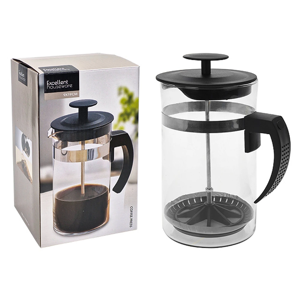 Ceainic pentru infuzie cu pres EH 1l, 9X19cm, sticla/inox