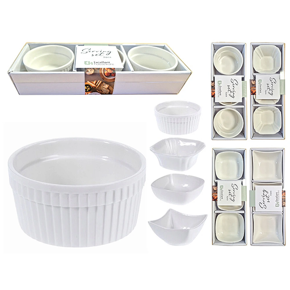 Set pentru aperitiv EH 3 buc 9X5cm, portelan, 4 designe