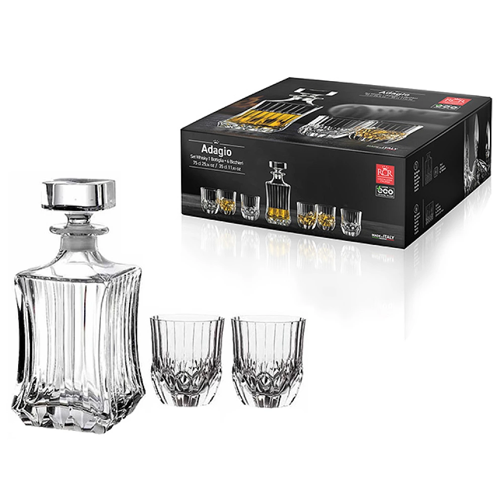 Set carafa 750 ml si 6 pahare pentru whisky 350 ml Adagio