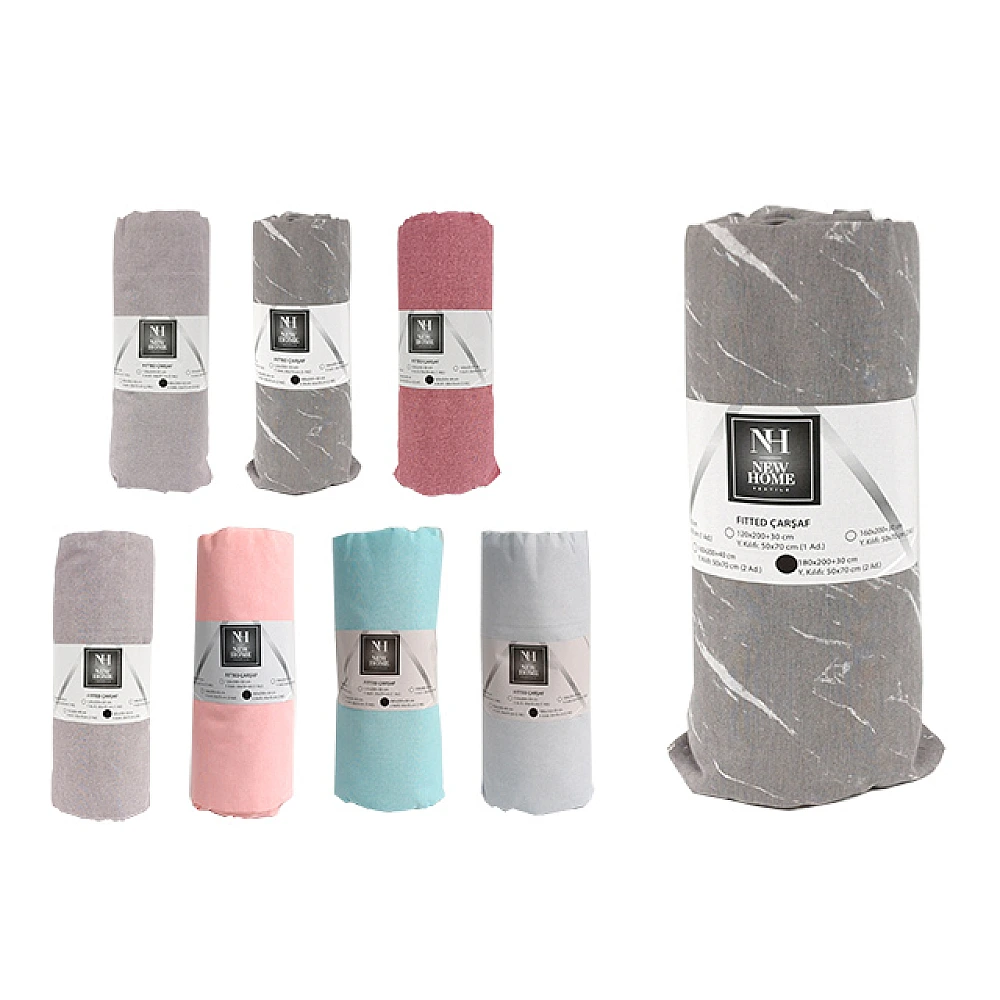 Set cearsaf cu banda elastica 180X200+30cm+2fete de perna (50X70cm), policotton