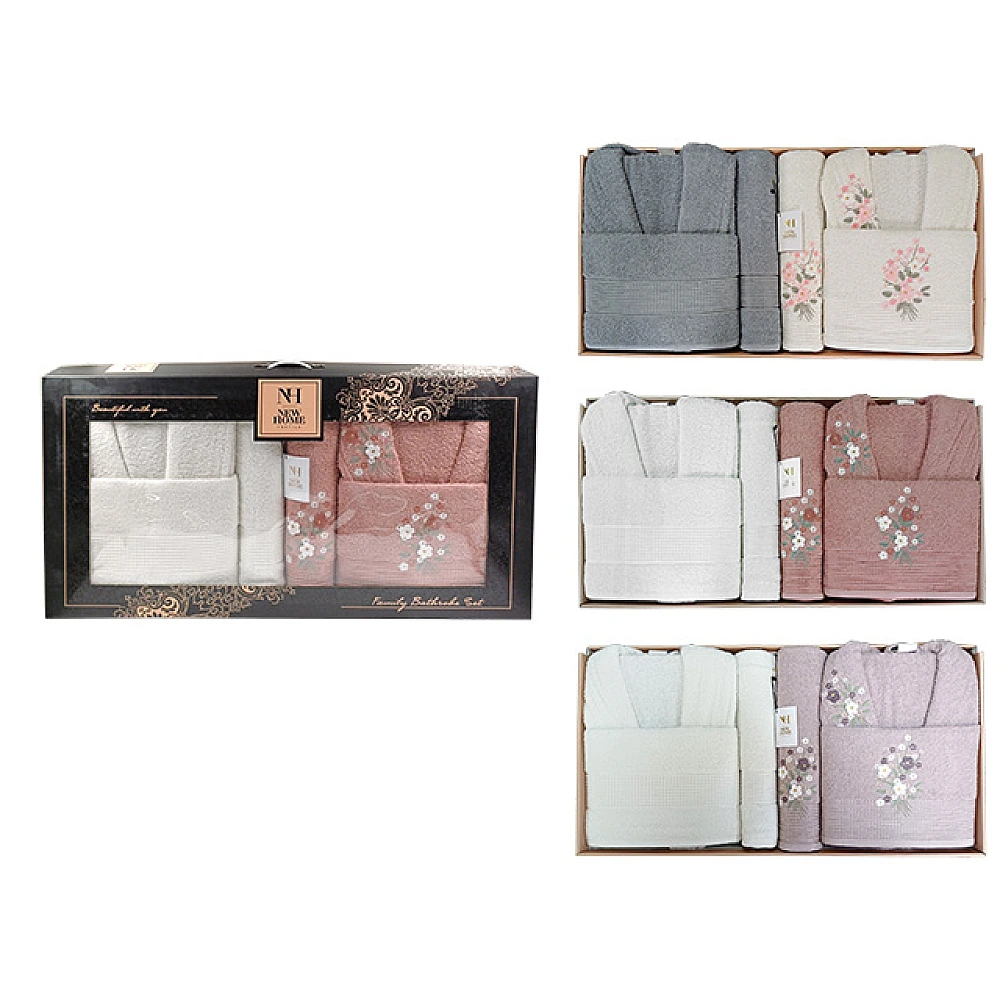 Set pentru baie NH Mimoza Family: 2 halate, 2 prosoape 50X90 + 2buc 70X140