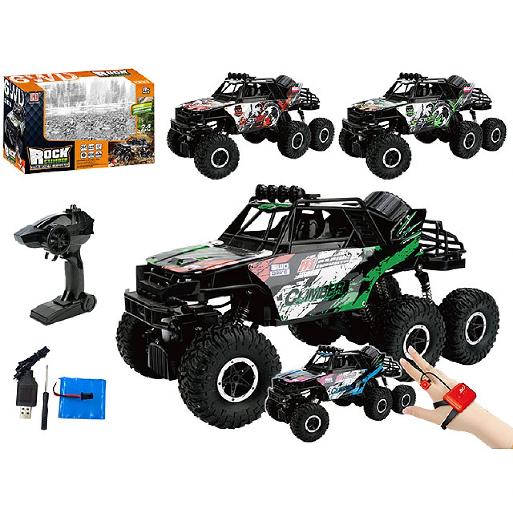 Jeep Rock Climber 1:10 R/C cu ceas-controler, negru/verde/albastru
