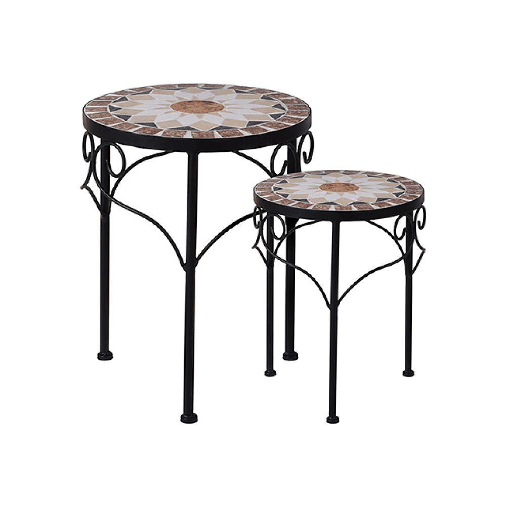 Set 2 masute Mozaic metal-piatra D30X38cm, D25X32cm