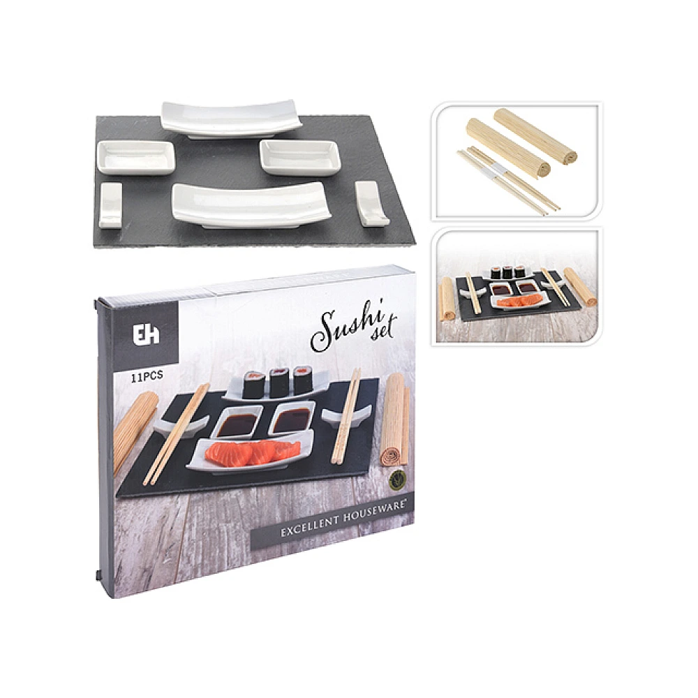Set Sushi EH 11buc, portelan/bambus