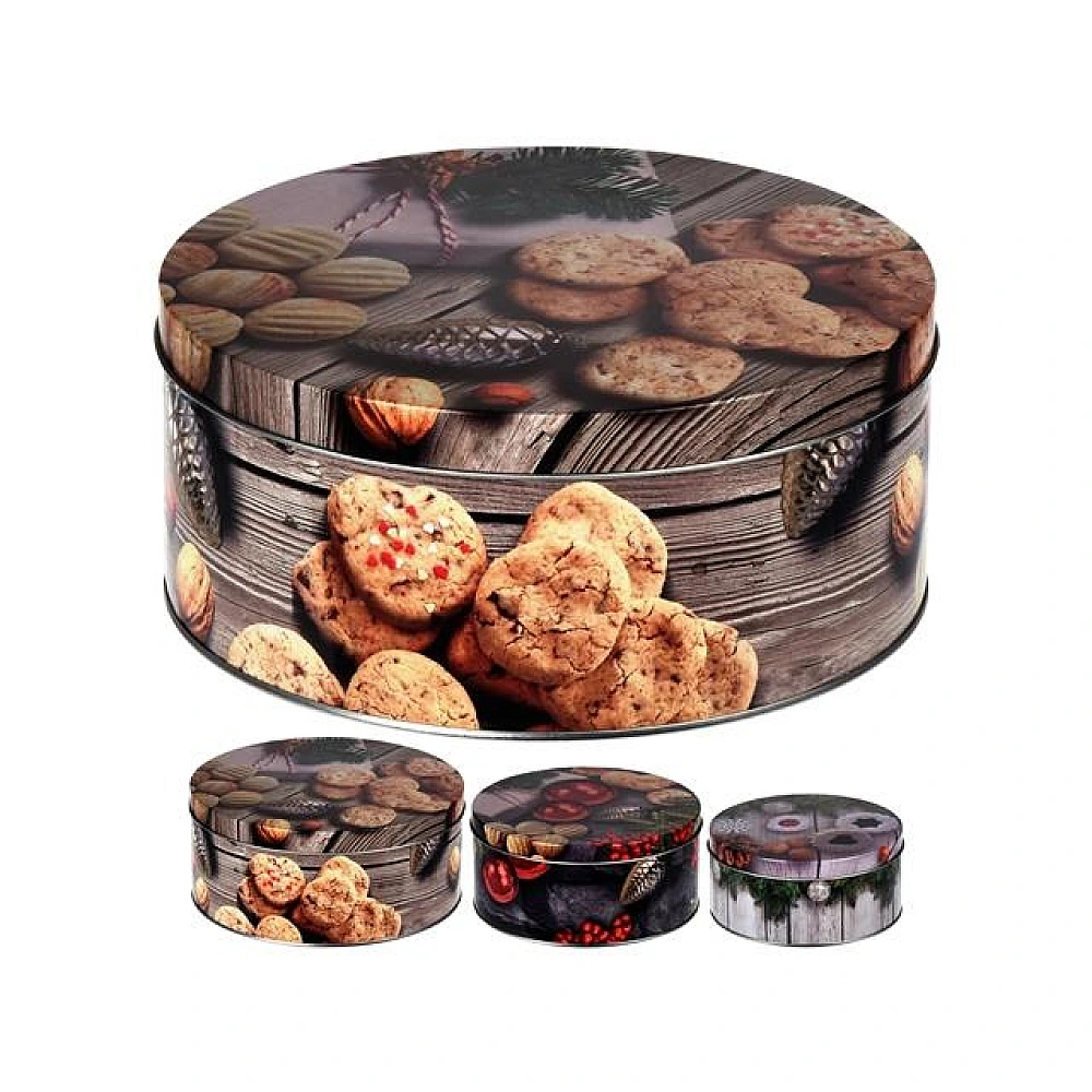 Set cutii de Craciun 3buc D14/D17/D20cm 