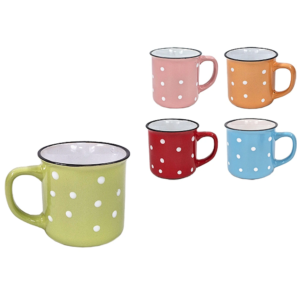Cana din ceramica 350 ml, design buline albe