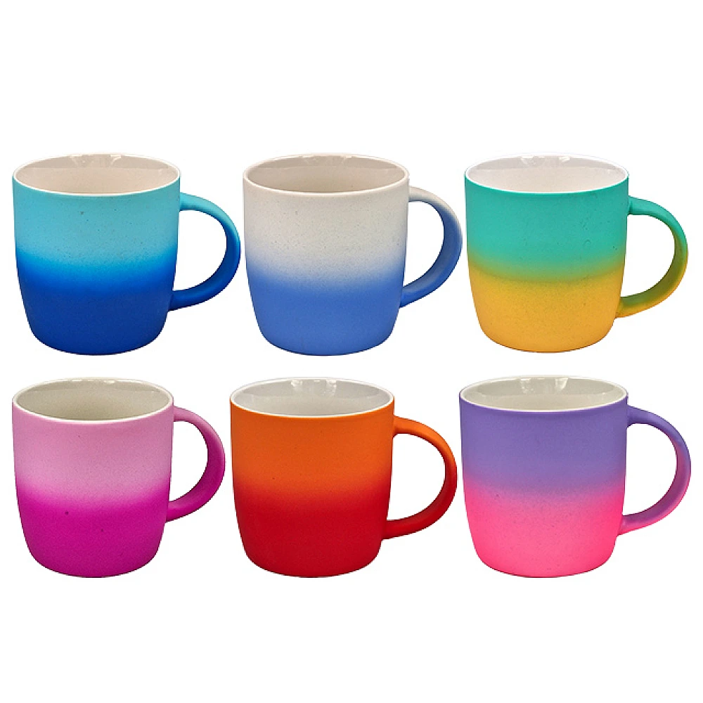Cana din ceramica 400 ml 8.5X9 cm, design neon bicolor